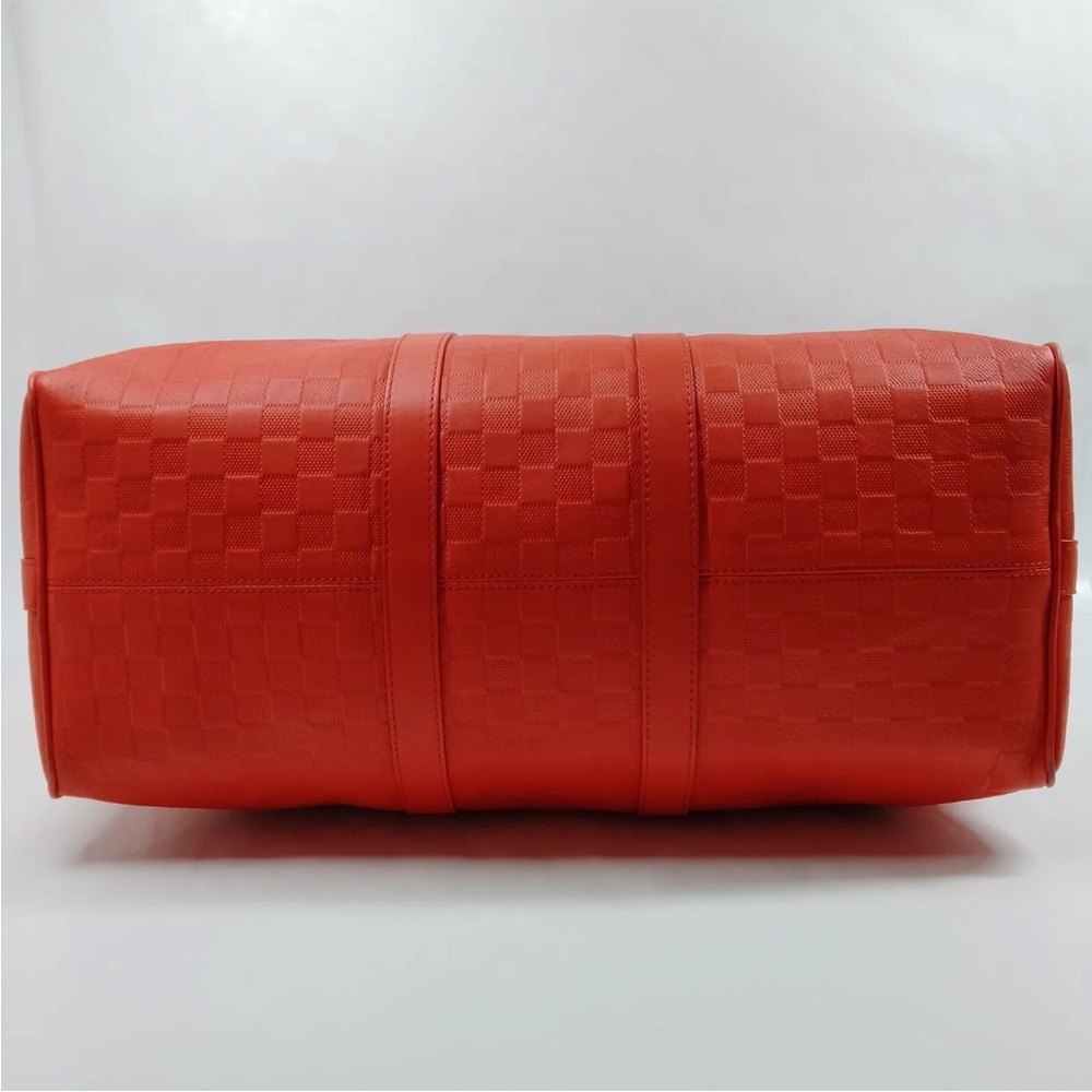 Louis Vuitton Keepall Bandouliere Bag Damier Infini Leather 45 - Red/Orange - Picture 5 of 9
